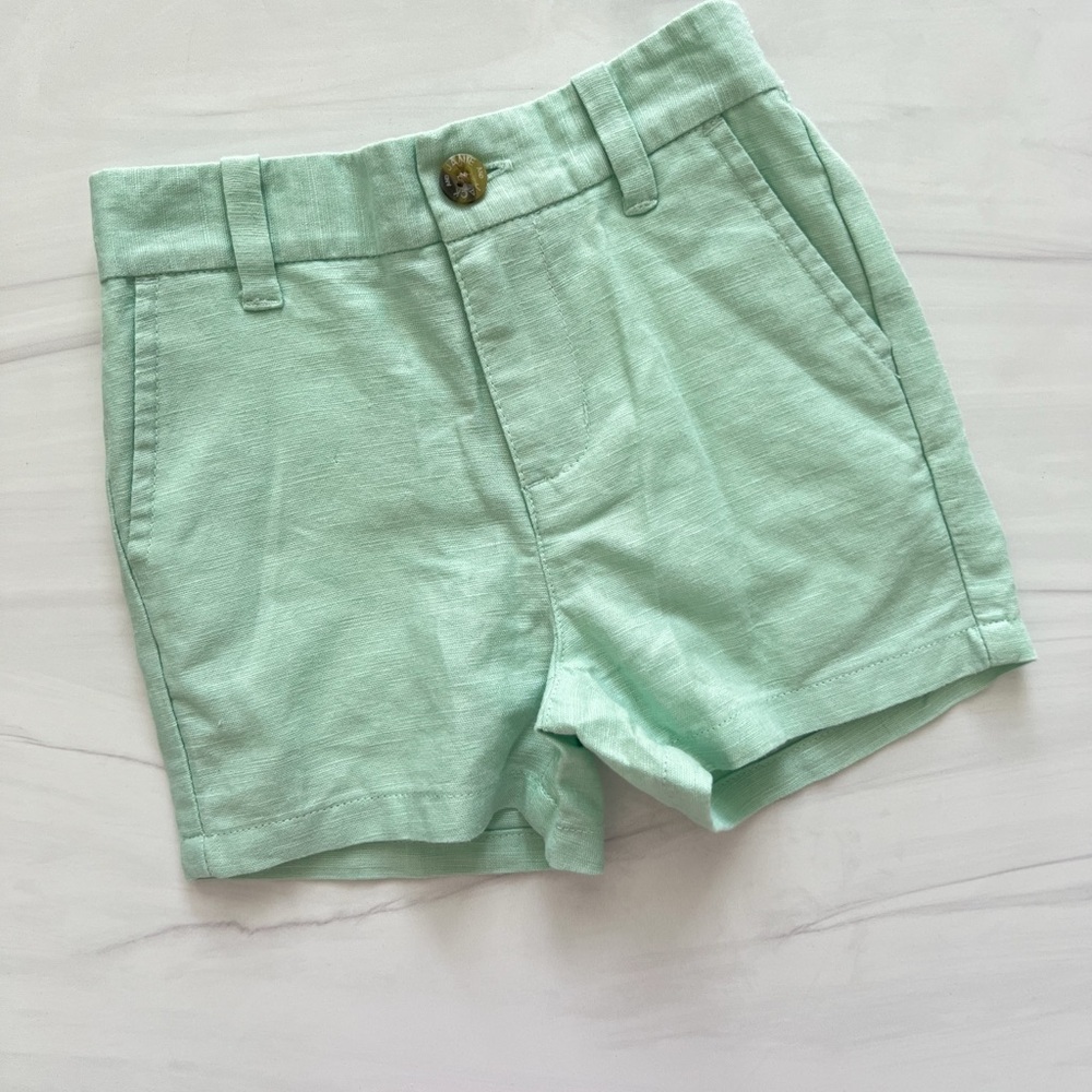 NWT! Janie & Jack Boys Mint Green Linen Shorts Size 6-12 Months